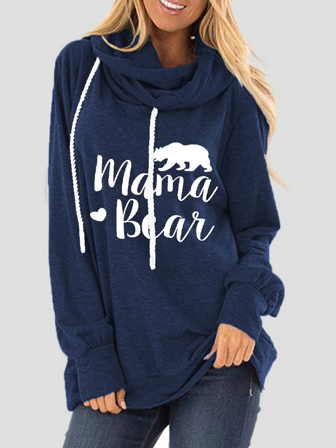 Outfit Flow - Drawstring Letter Graphic Long Sleeve Hoodie