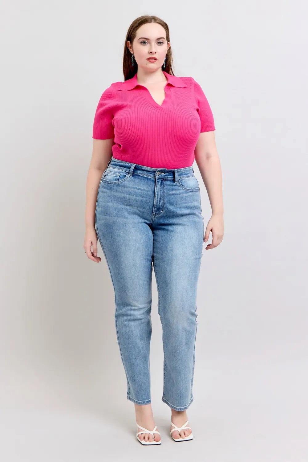 Judy Blue Plus Size High Waist Dad Jeans OutfitFlow