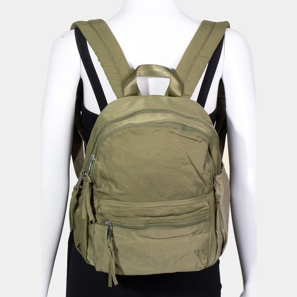 Outfit Flow - Fame Nylon Multi Pocket Backpack Bag