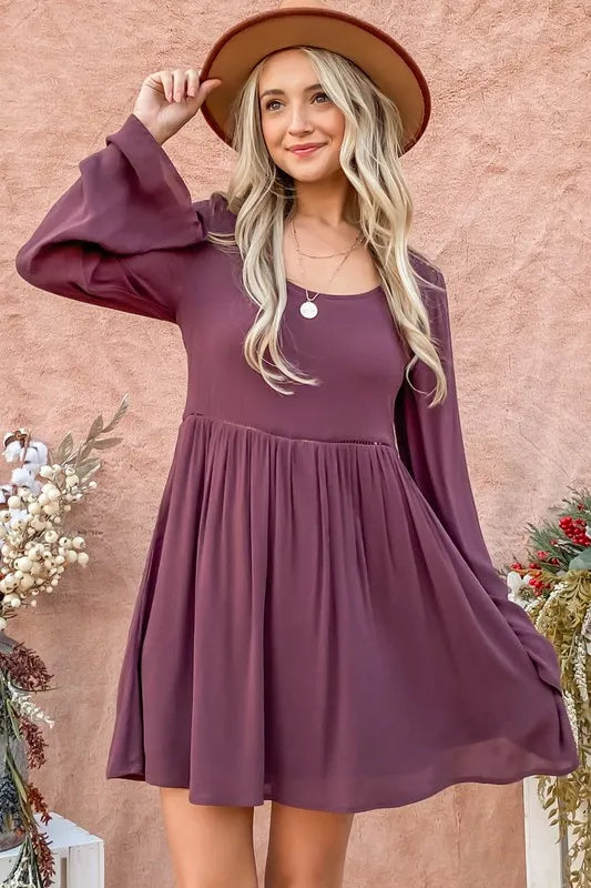 And The Why Back Lace Button Down Detail Bell Sleeve Dress OutfitFlow