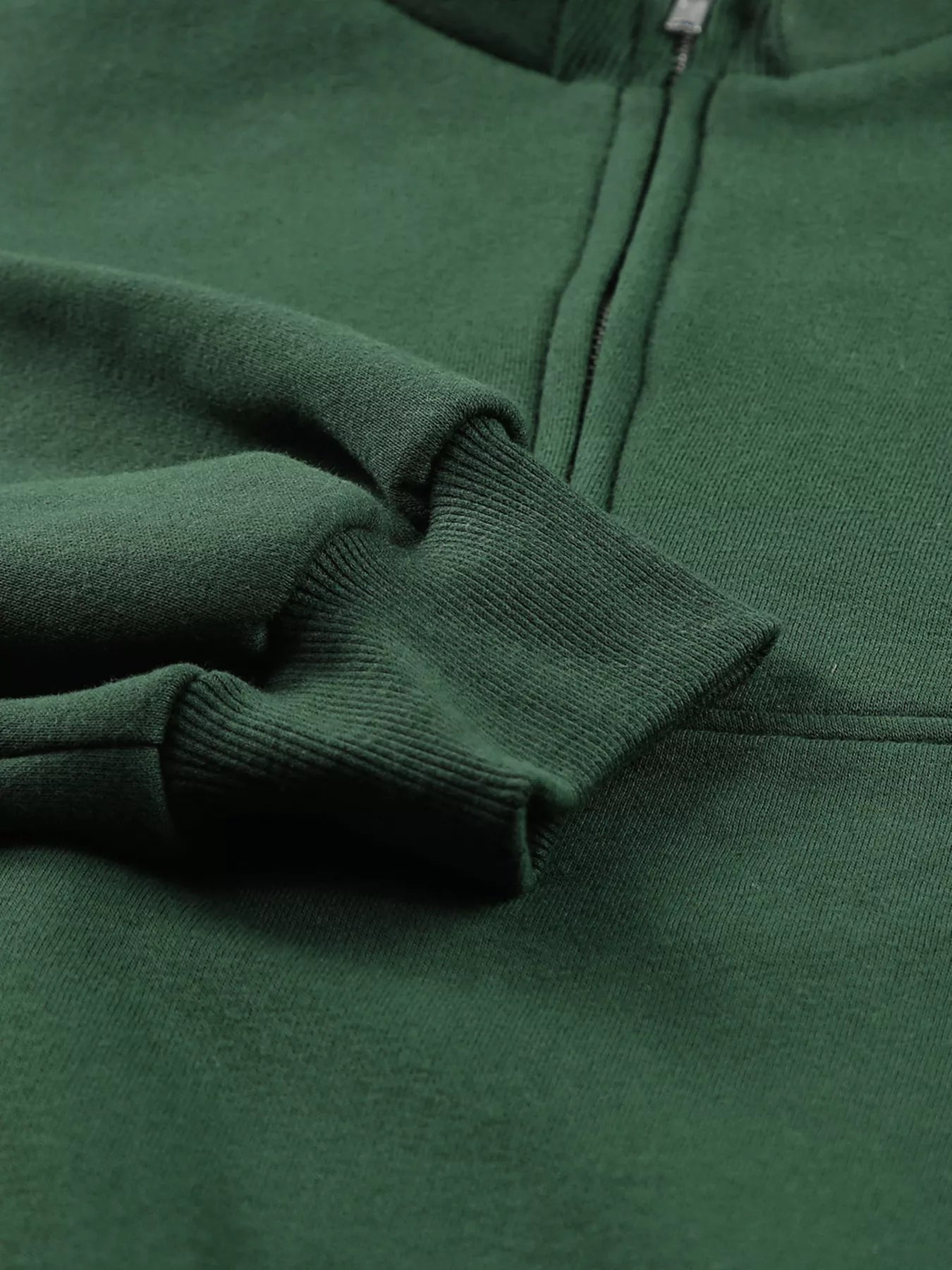 Half Zip Stand Collar Exposed Seam Solid Color Casual Sweatshirt OutfitFlow