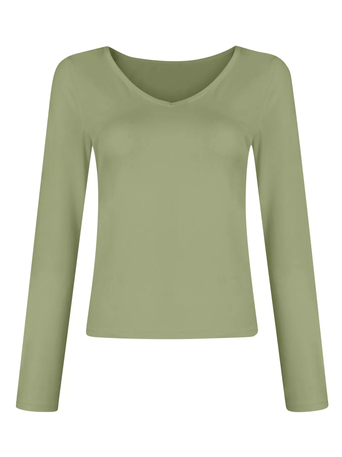 Full Size Slim Fit V-Neck Long Sleeve T-Shirt Plus Size Trendsi