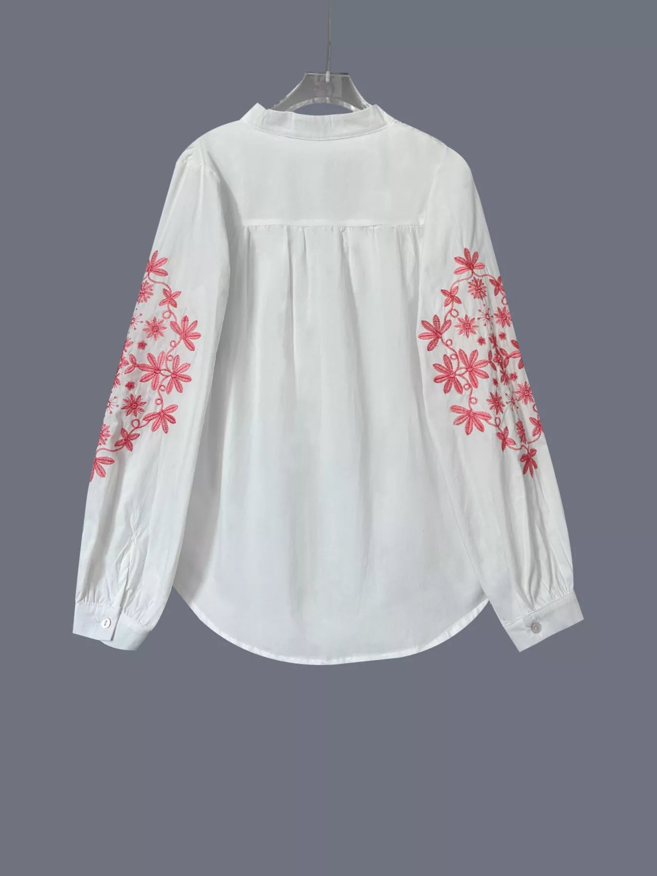Embroidered Button Up Long Sleeve Shirt OutfitFlow