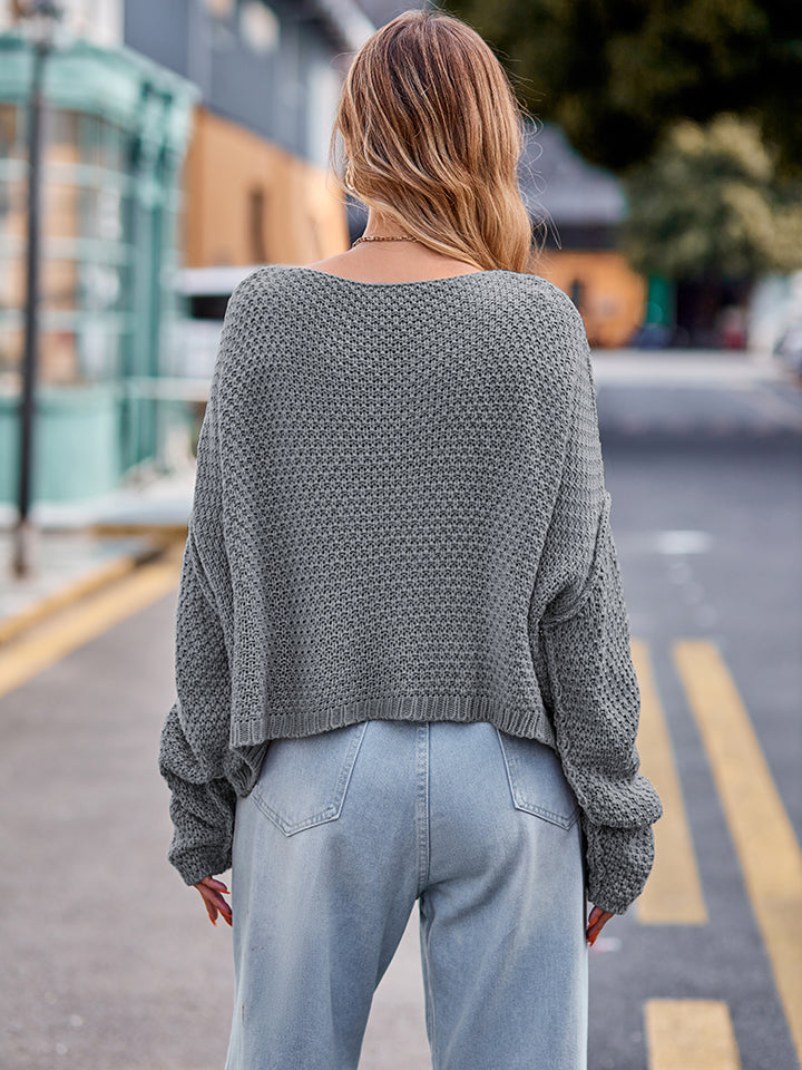 Round Neck Cable-Knit Sweater OutfitFlow