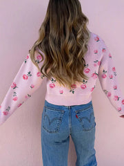 Floral Drop Shoulder Cropped Sweater OutfitFlow