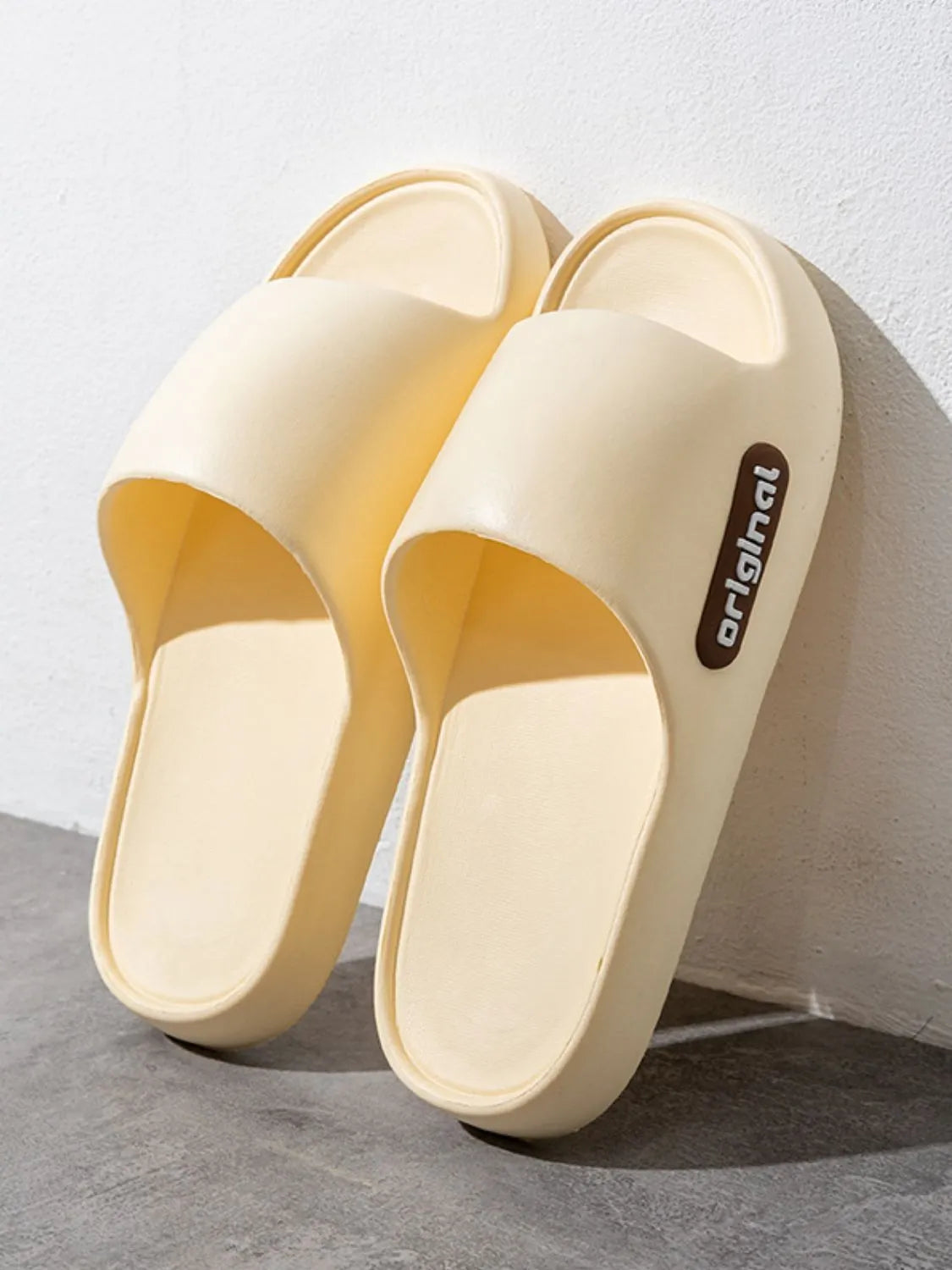 Open Toe Flats Slippers Pastel Yellow OutfitFlow