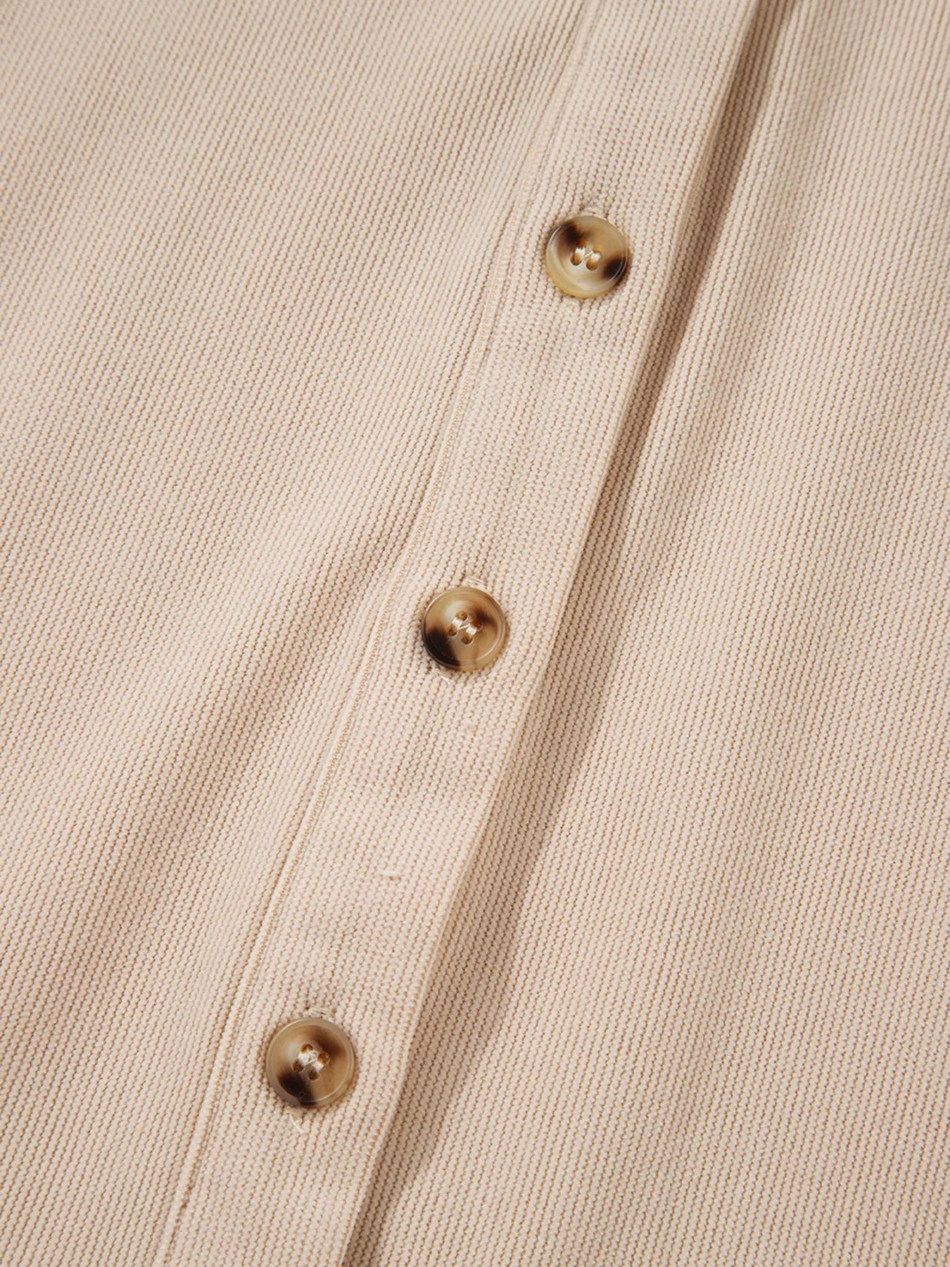 Corduroy Half Button Collared Long Sleeve Mini Dress OutfitFlow