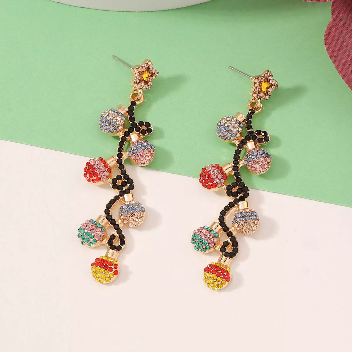 Christmas 18K Gold-Plated Rhinestone Earrings OutfitFlow