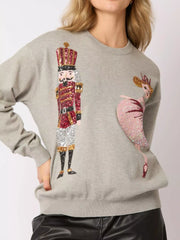 Sequined Nutcracker Long Sleeve Sweatshirt OutfitFlow