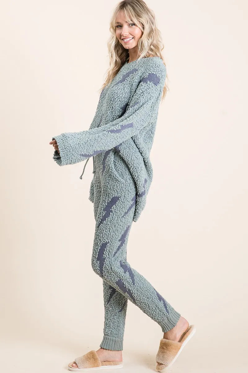 BiBi Cozy Soft Hairy Popcorn Sweater Pants OutfitFlow