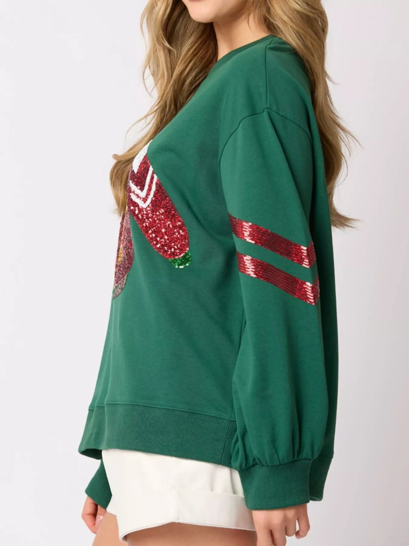 Christmas Sequin Santa Hat Holiday Sweatshirt OutfitFlow