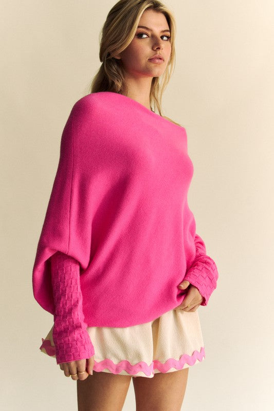 Outfit Flow - Davi & Dani Solid Color Batwing Sleeve Sweater