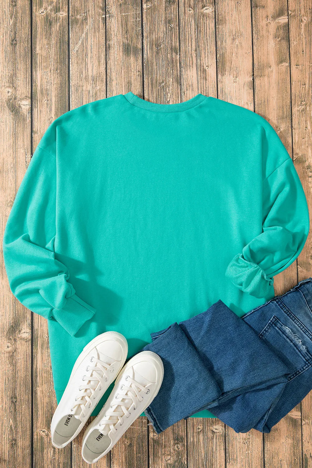 Outfit Flow - High-Low Round Neck Long Sleeve Sweatshirt