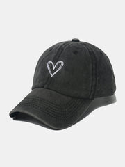 Outfit Flow - Embroidered Heart Washed Cotton Baseball Cap