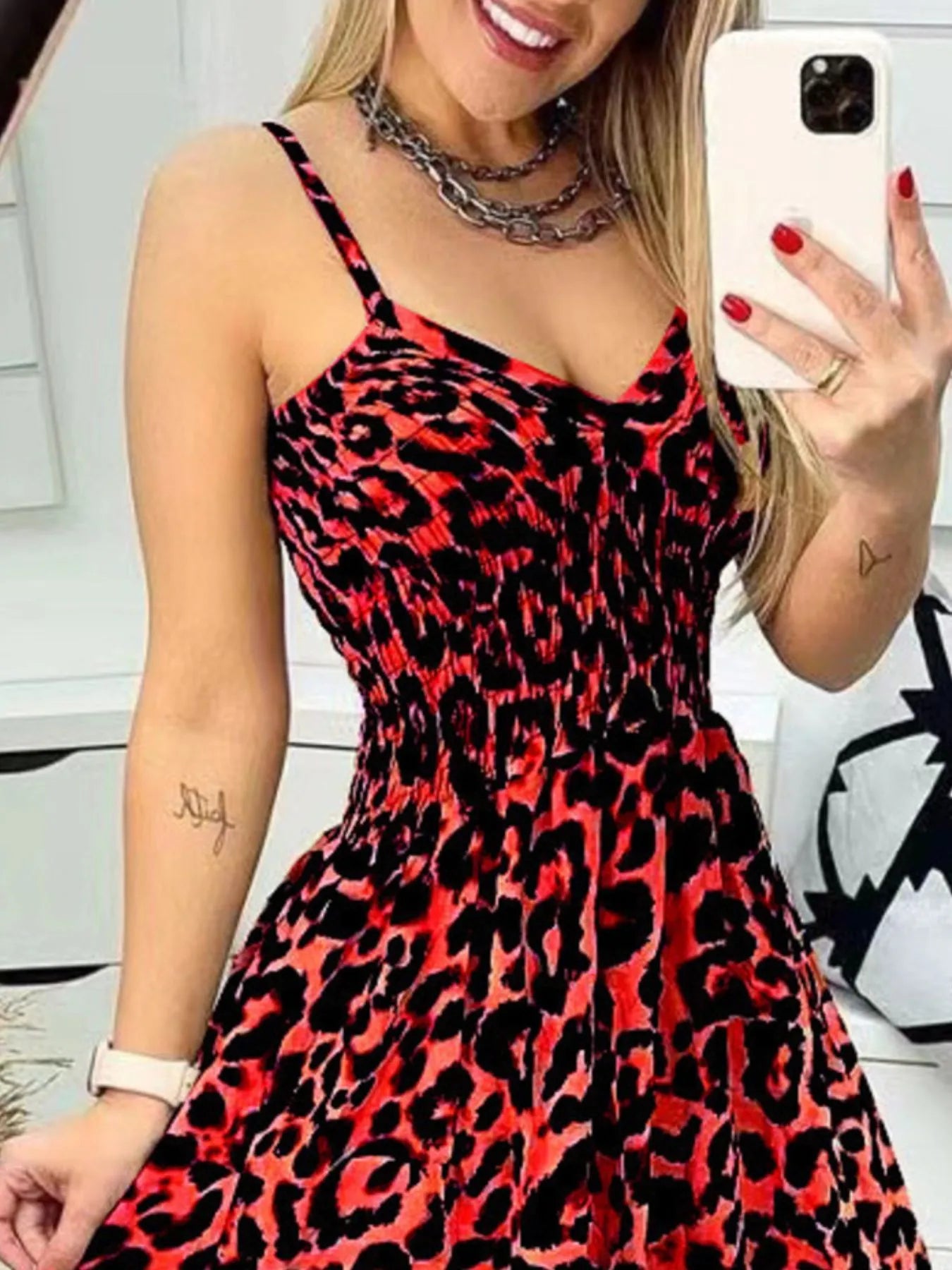 Full Size Leopard Print Spaghetti Strap Maxi Dress Plus Size OutfitFlow