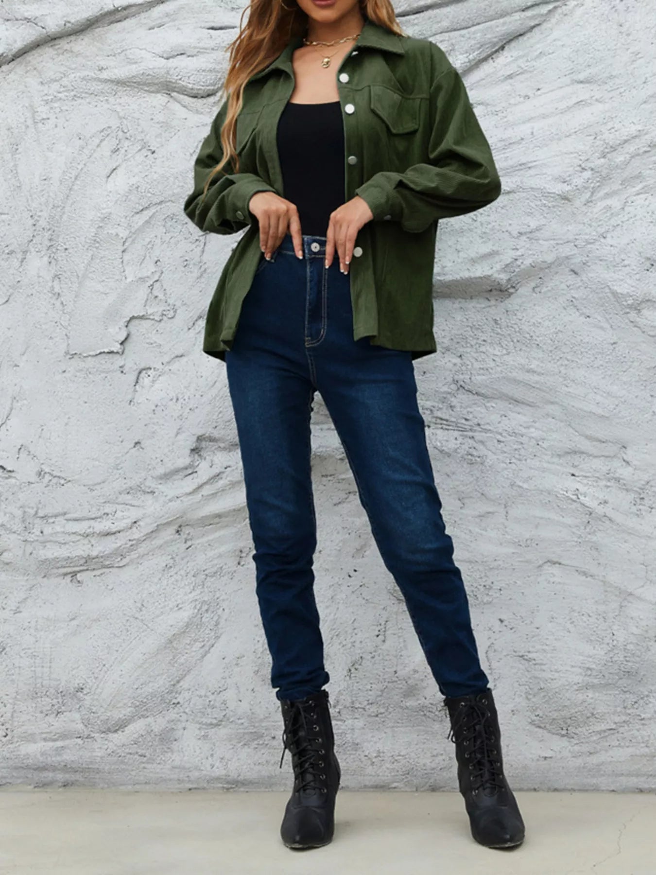 Corduroy Button-Down Shacket OutfitFlow