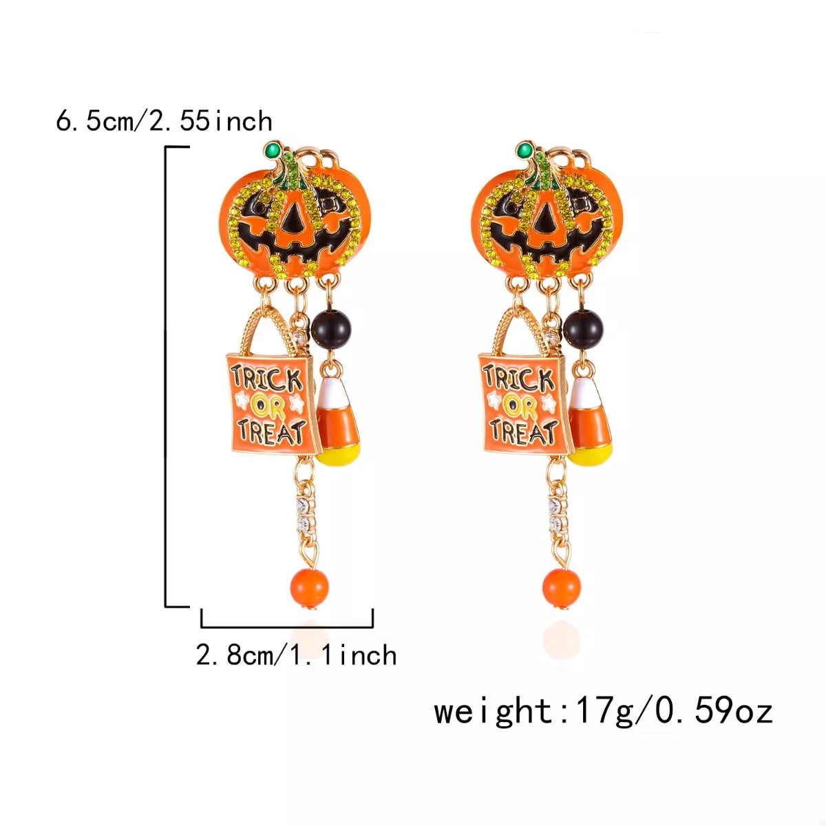 Halloween Rhinestone Pumpkin Drop Earrings OutfitFlow