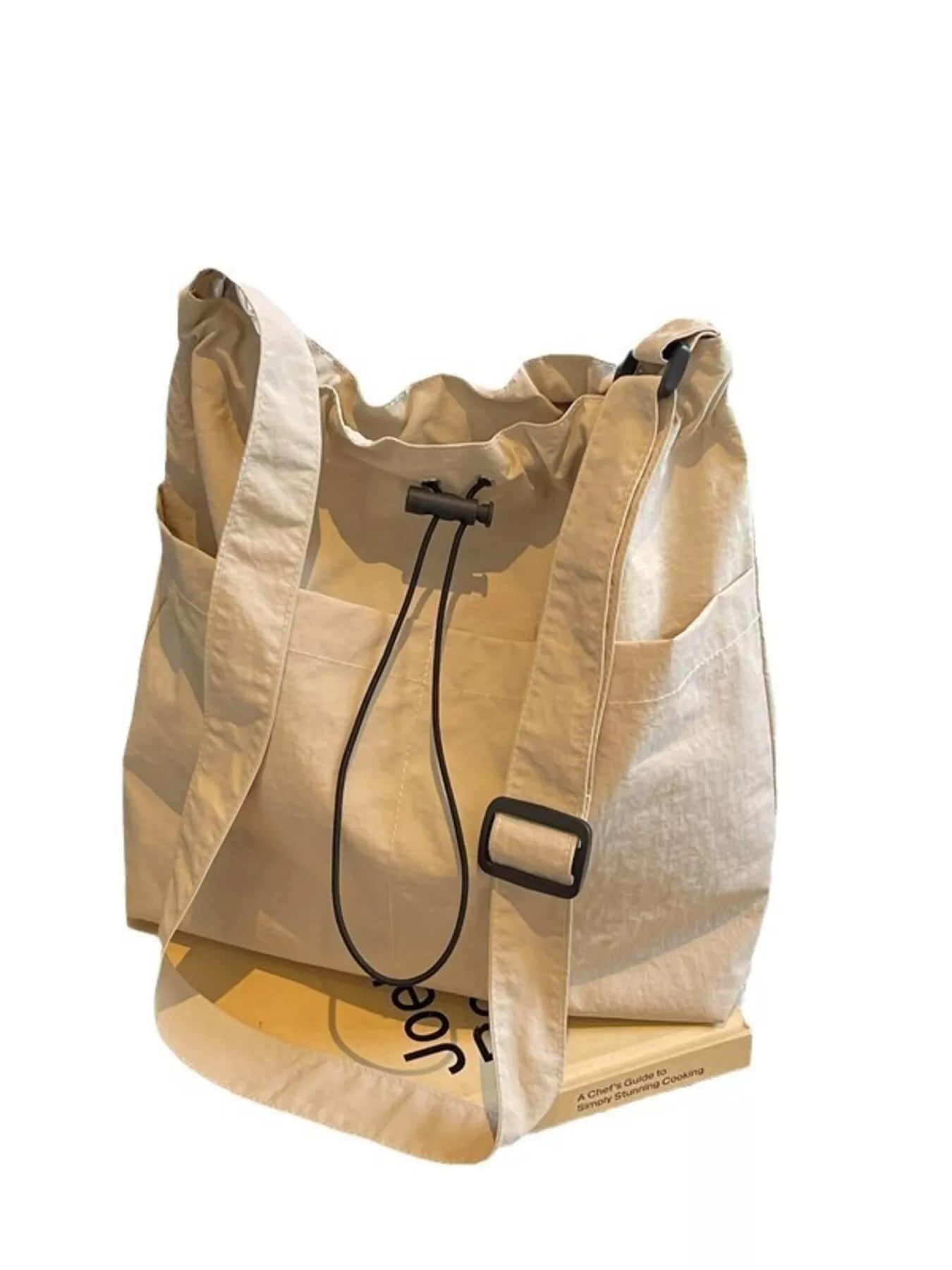 Drawstring Closure Canvas Crossbody Bag OutfitFlow