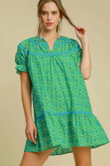 Umgee Full Size Eyelet Mini Dress With Ric Rac Trim Plus Size OutfitFlow