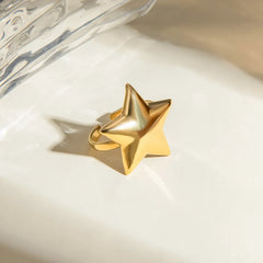 18K Gold-Plated Stainless Steel Star Ring OutfitFlow