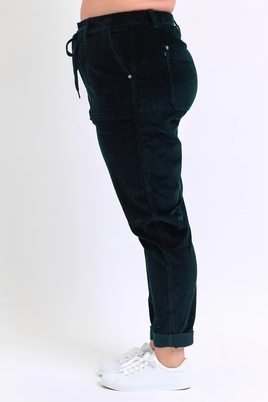 Judy Blue Full Size High Waist Corduroy Cuffed Jogger Plus Size OutfitFlow