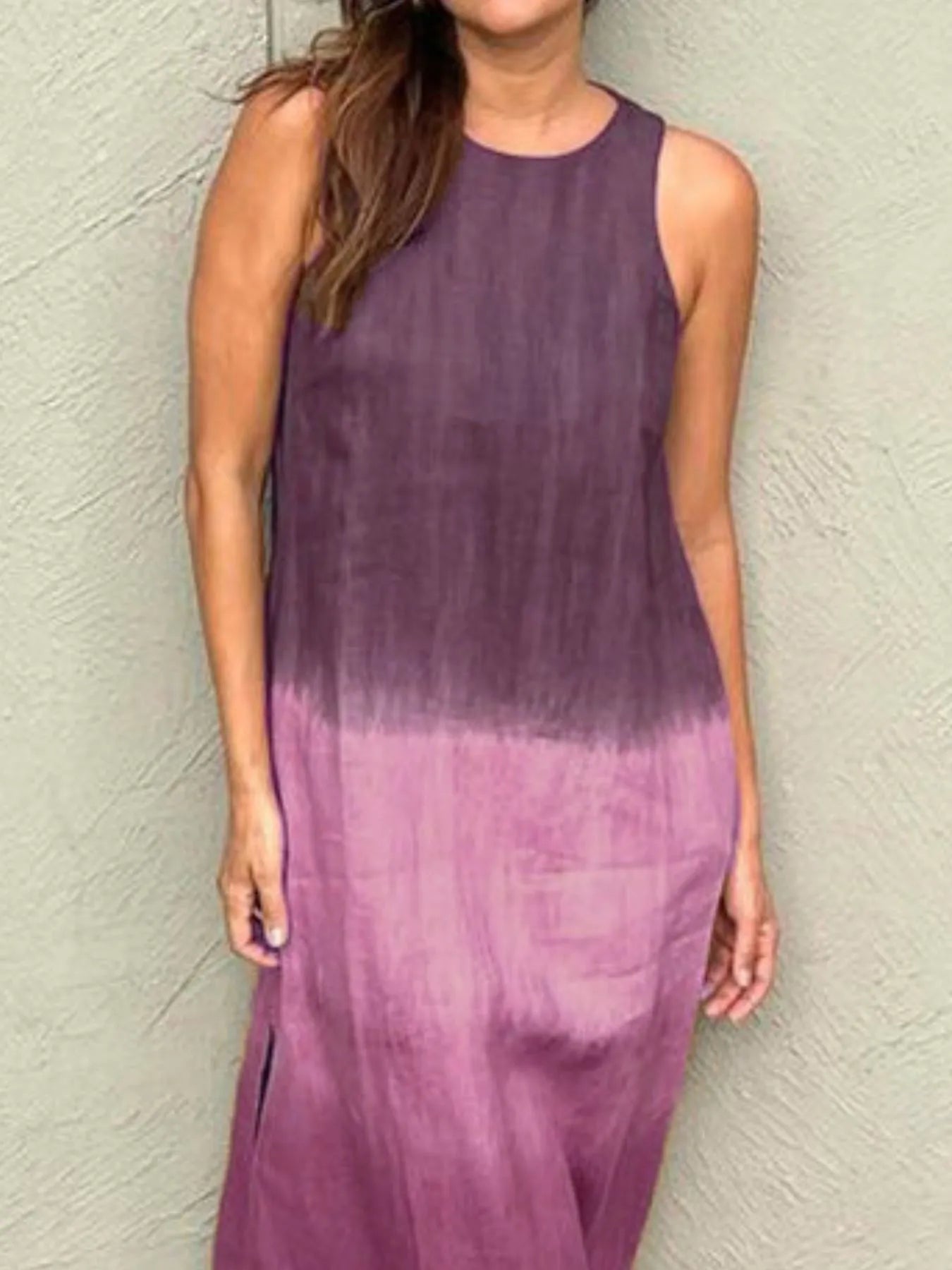 Full Size Sleeveless Gradient Tank Midi Dress Plus Size OutfitFlow