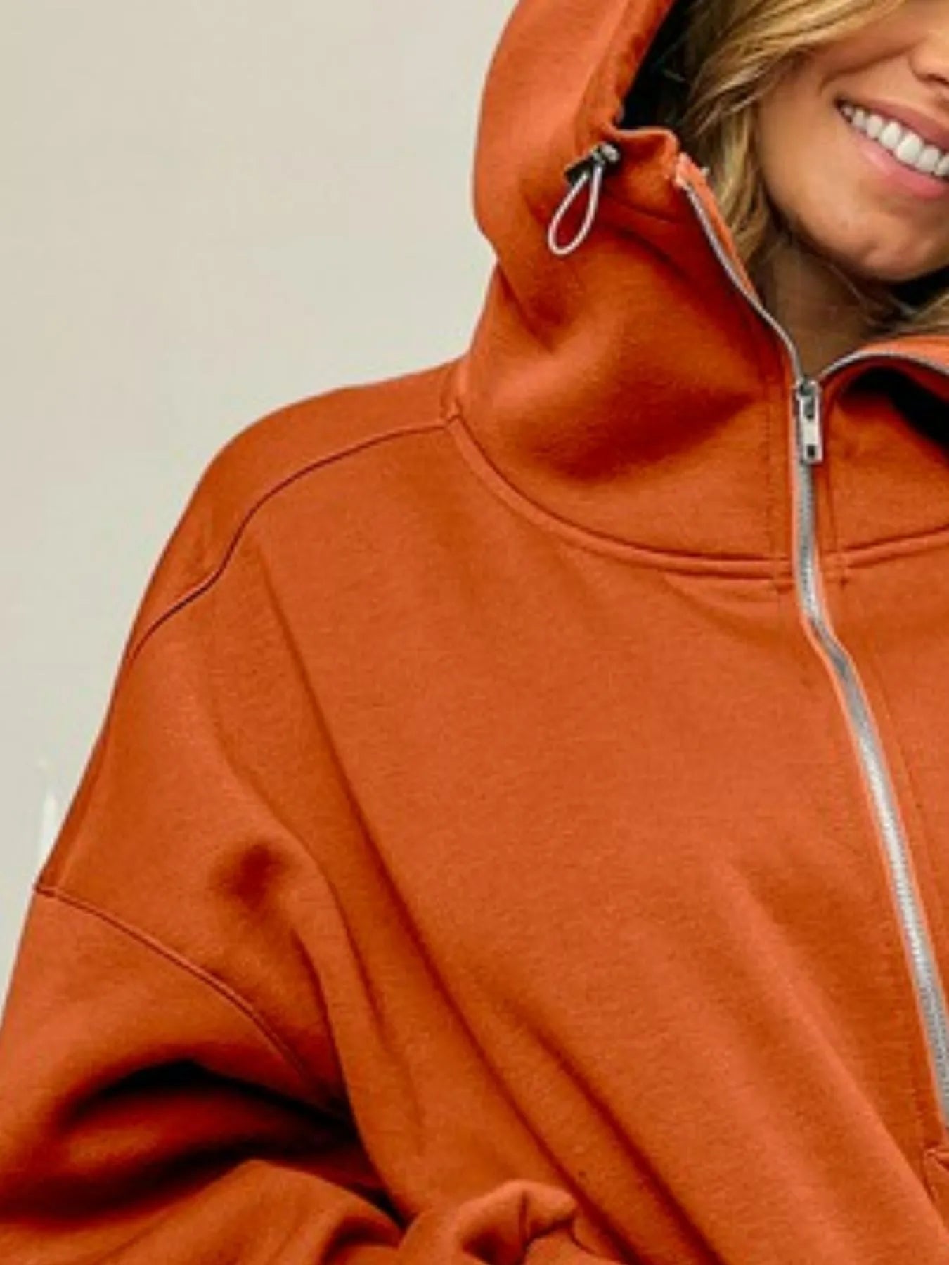 BiBi Half Zip Vintage Washed Fleece Hoodie OutfitFlow
