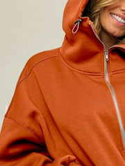 BiBi Half Zip Vintage Washed Fleece Hoodie OutfitFlow
