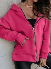 Outfit Flow - Zip-Up Slit Hoodie with Pockets