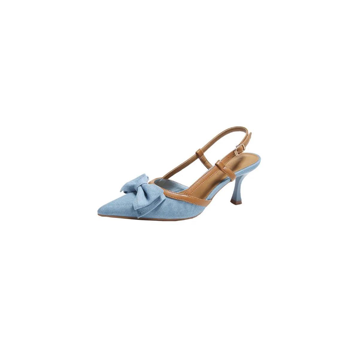 Point Toe Flare Heels Sandals Light Blue OutfitFlow