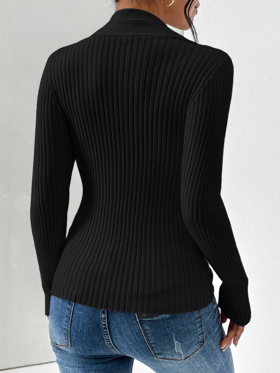 Outfit Flow - Twist Front Ribbed Long Sleeve Sweater