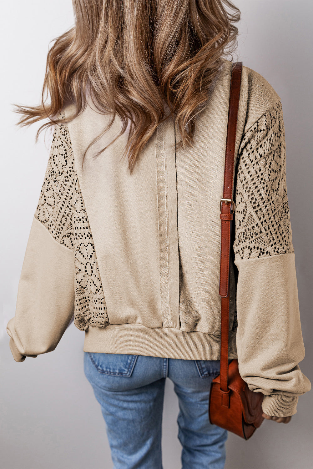 Outfit Flow - Crochet Round Neck Long Sleeve Sweatshirt