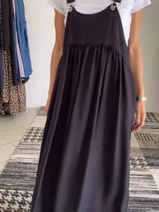 Full Size Ruched Wide Strap Overall Maxi Dress Plus Size OutfitFlow
