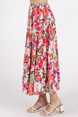 Mittoshop Flower Print Elastic Waist Tiered Skirt OutfitFlow