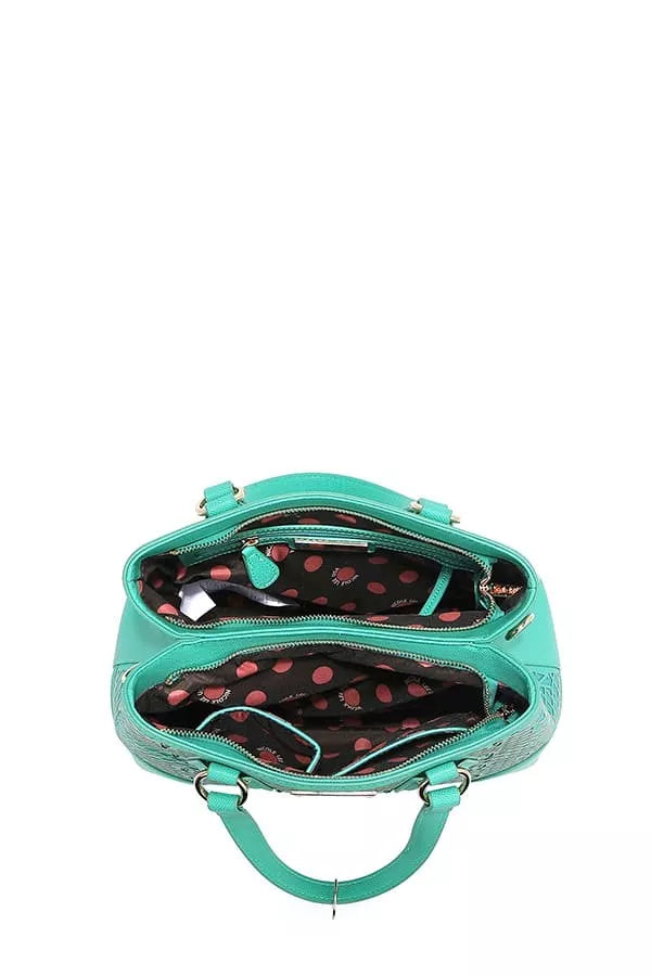 Nicole Lee USA Monogram Pattern Handbag with Rhinestones Decor Trendsi
