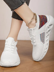 Round Toe Flats Athletic White OutfitFlow