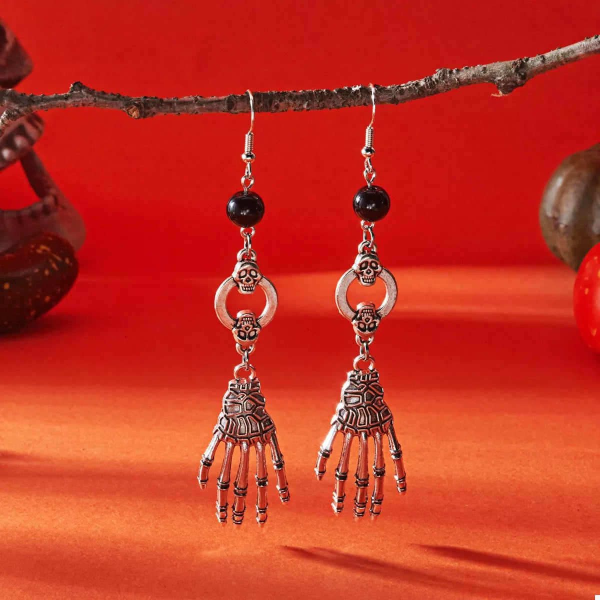 Halloween Skeleton Hand Drop Earrings OutfitFlow