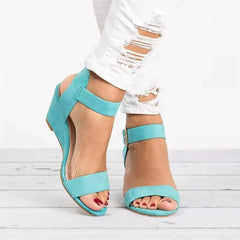 Open Toe Wedge Sandals Mint Blue OutfitFlow