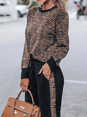 Zebra Print Top and Pants Set OutfitFlow