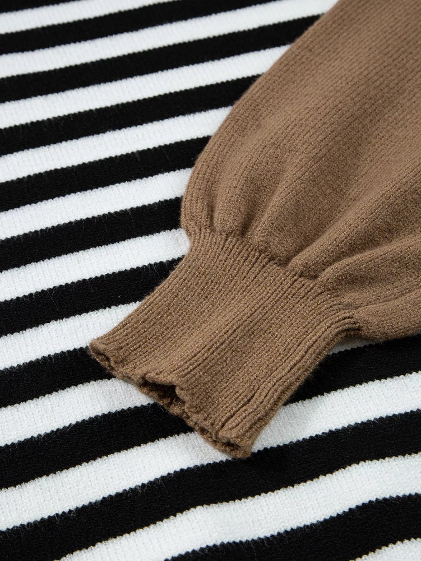 Striped Panels Colorblock Sleeve Sweater OutfitFlow