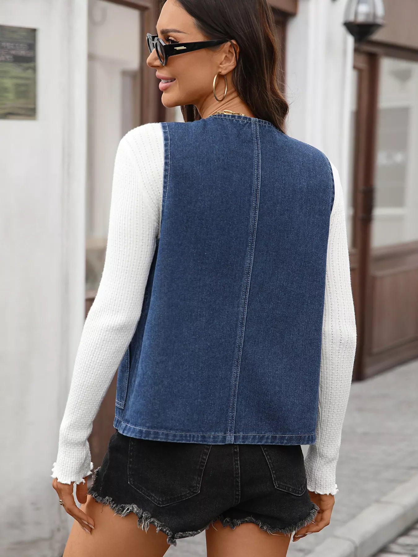 Button Up Denim Vest OutfitFlow