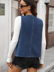 Button Up Denim Vest OutfitFlow