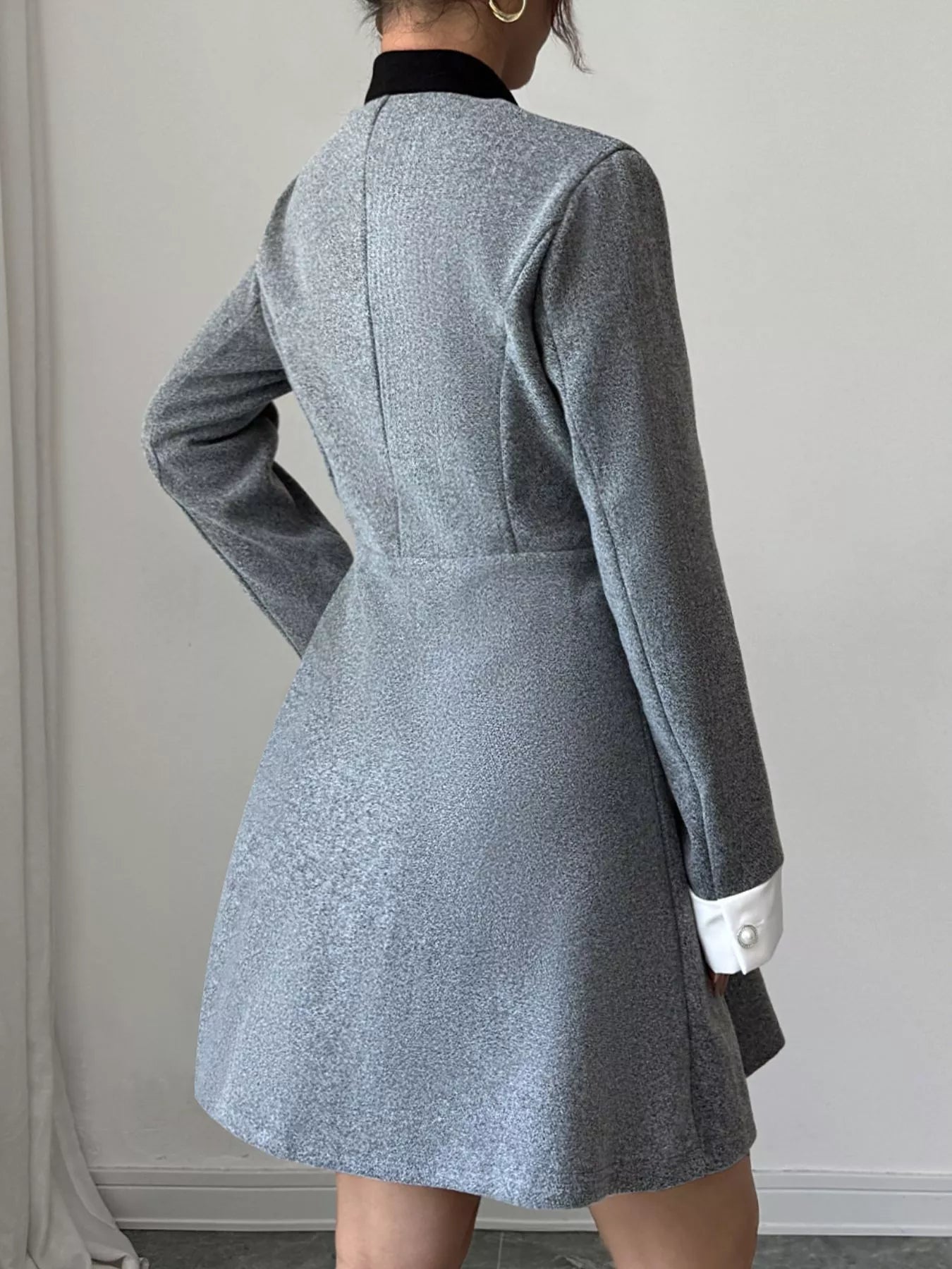 A-Line Long Sleeve Button-Down Dress OutfitFlow