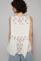 POL Floral Textured Round Neck Sleeveless Top OutfitFlow