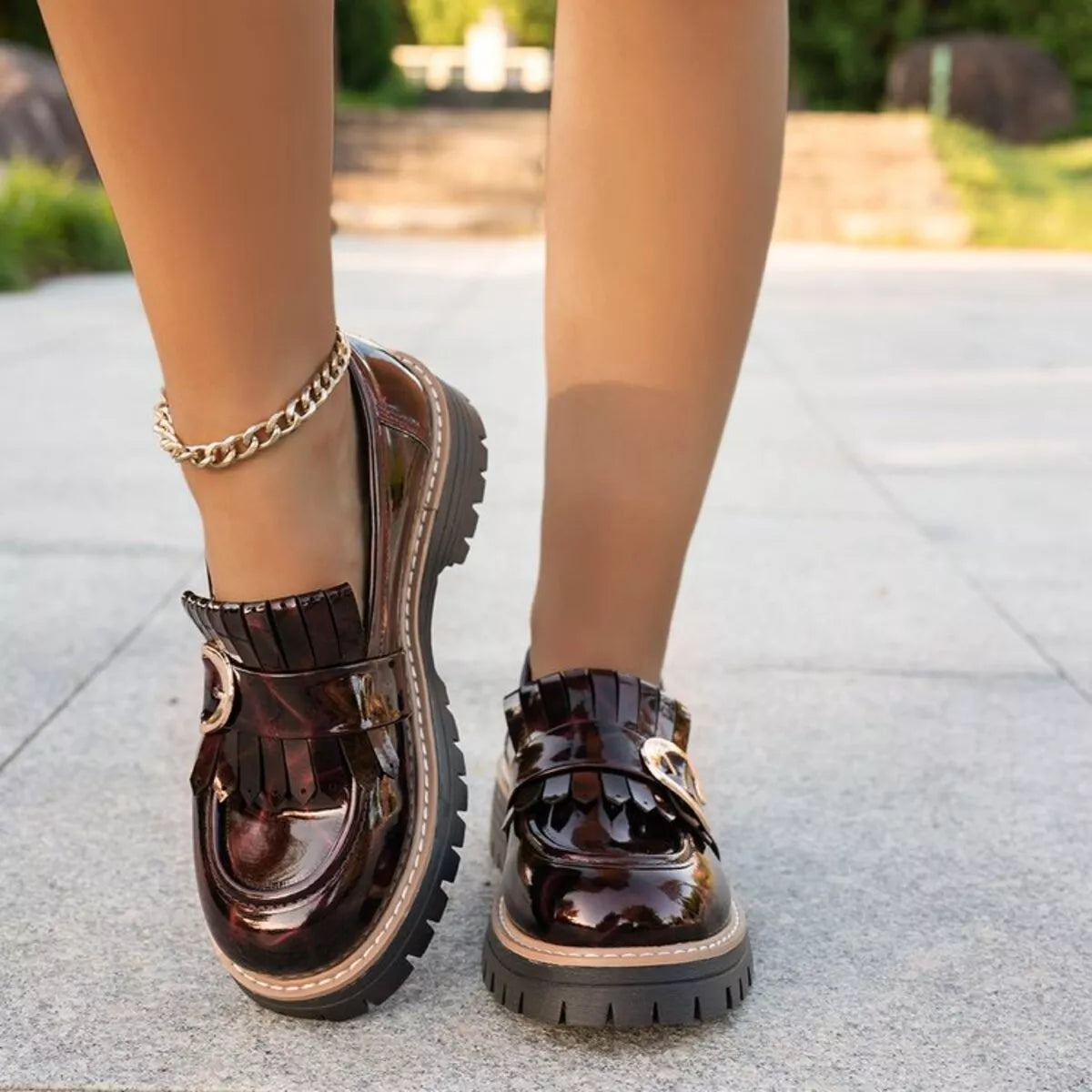 Round Toe Platform Loafers Trendsi