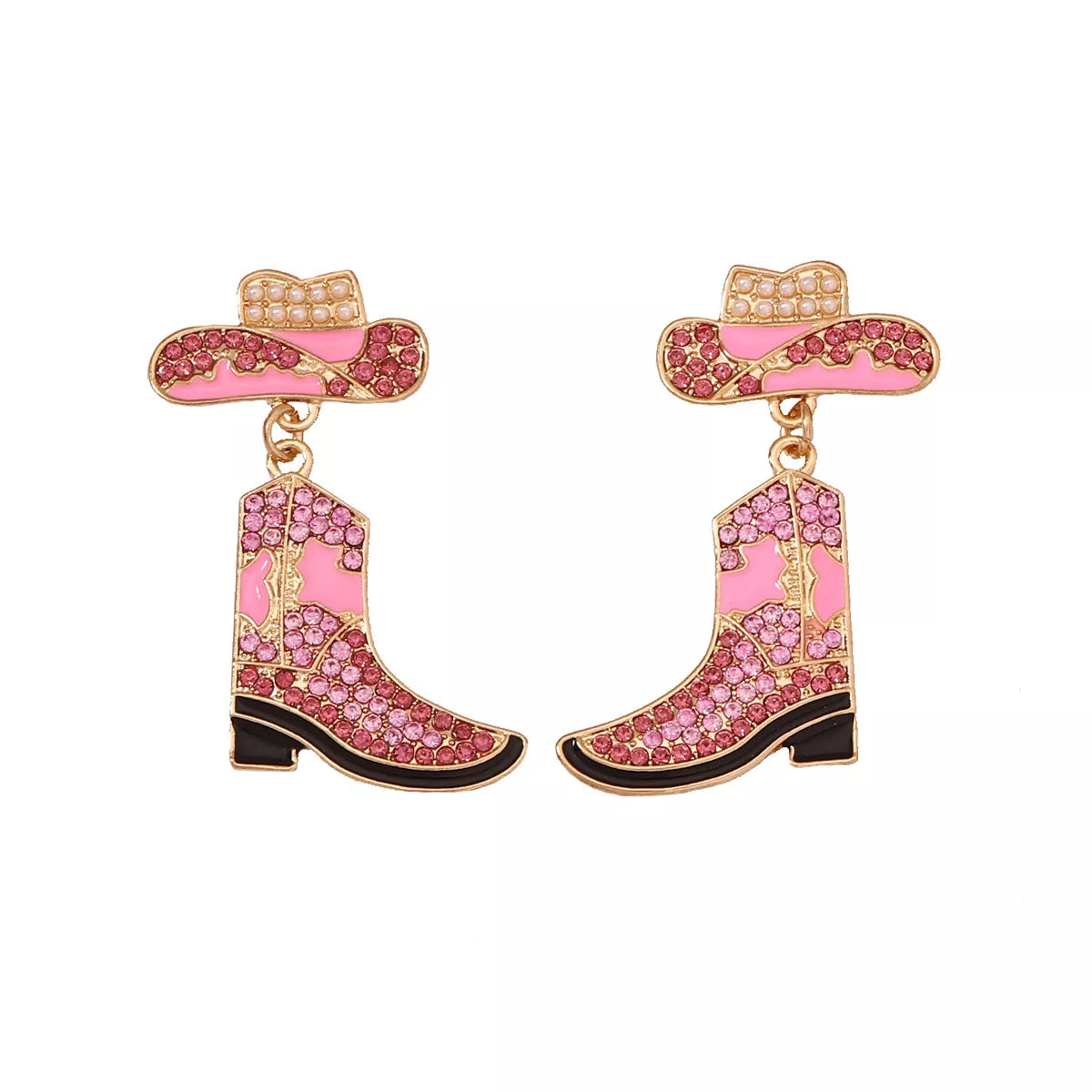 Rhinestone Boot Dangle Earrings OutfitFlow
