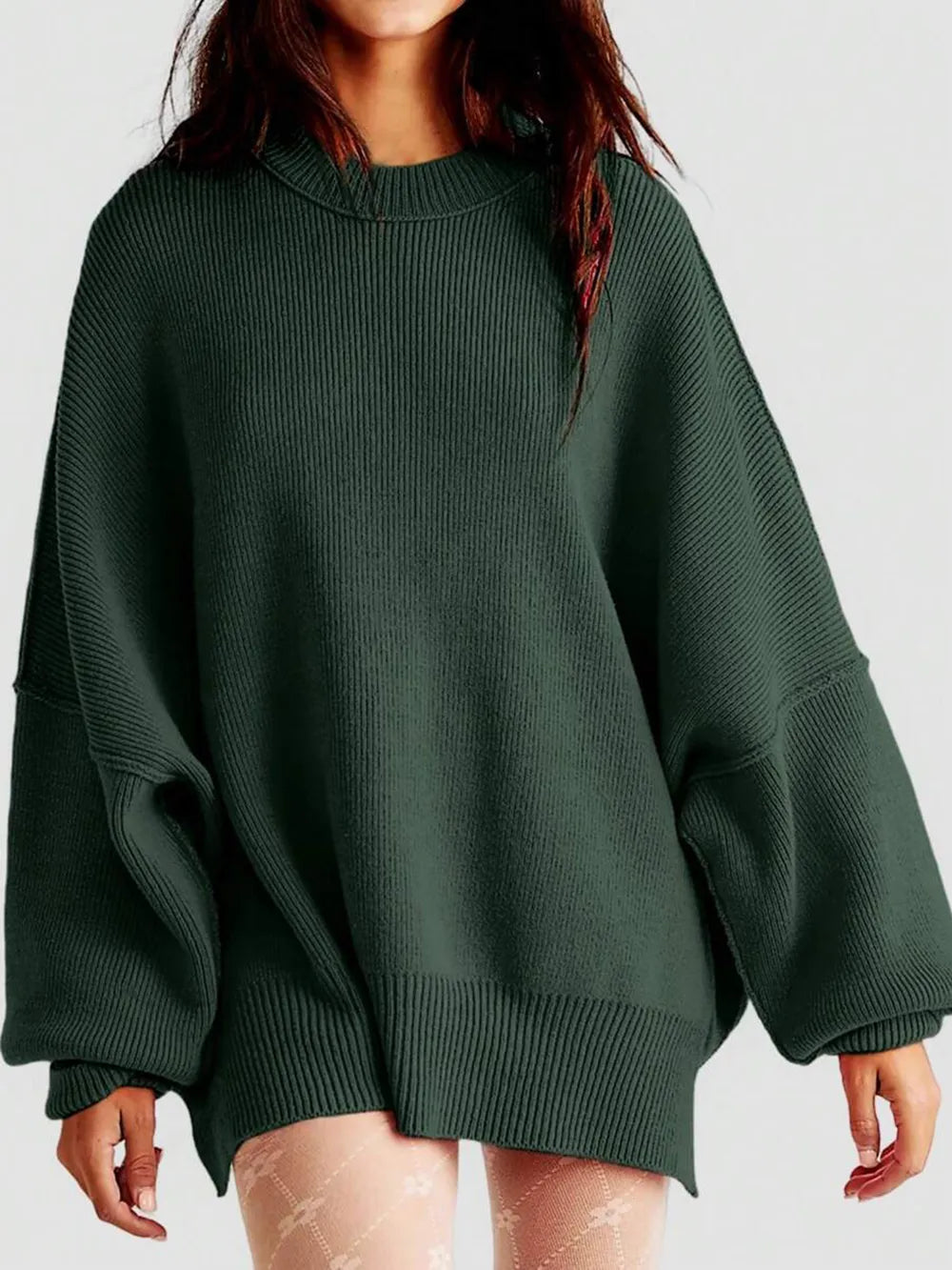 Round Neck Long Sleeve Sweater OutfitFlow