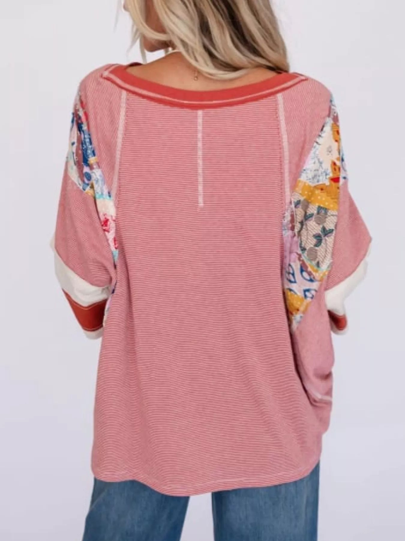 Striped Floral Long Sleeve T-Shirt OutfitFlow