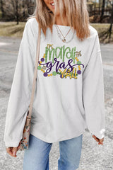 TIS Mardi Gras YALL Corded Ribbed Pullover Sweatshirt OutfitFlow