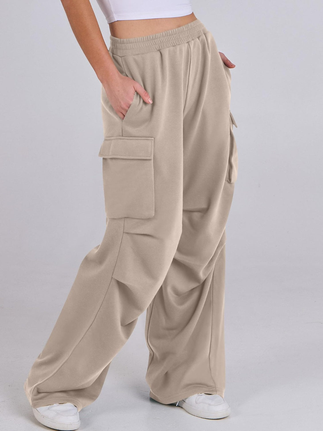 Outfit Flow - Elastic Waist Wide Leg Pants with Pockets